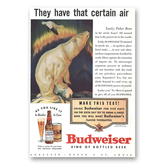 1937 Budweiser Beer Have That Certain Air Vintage Magazine Print Ad