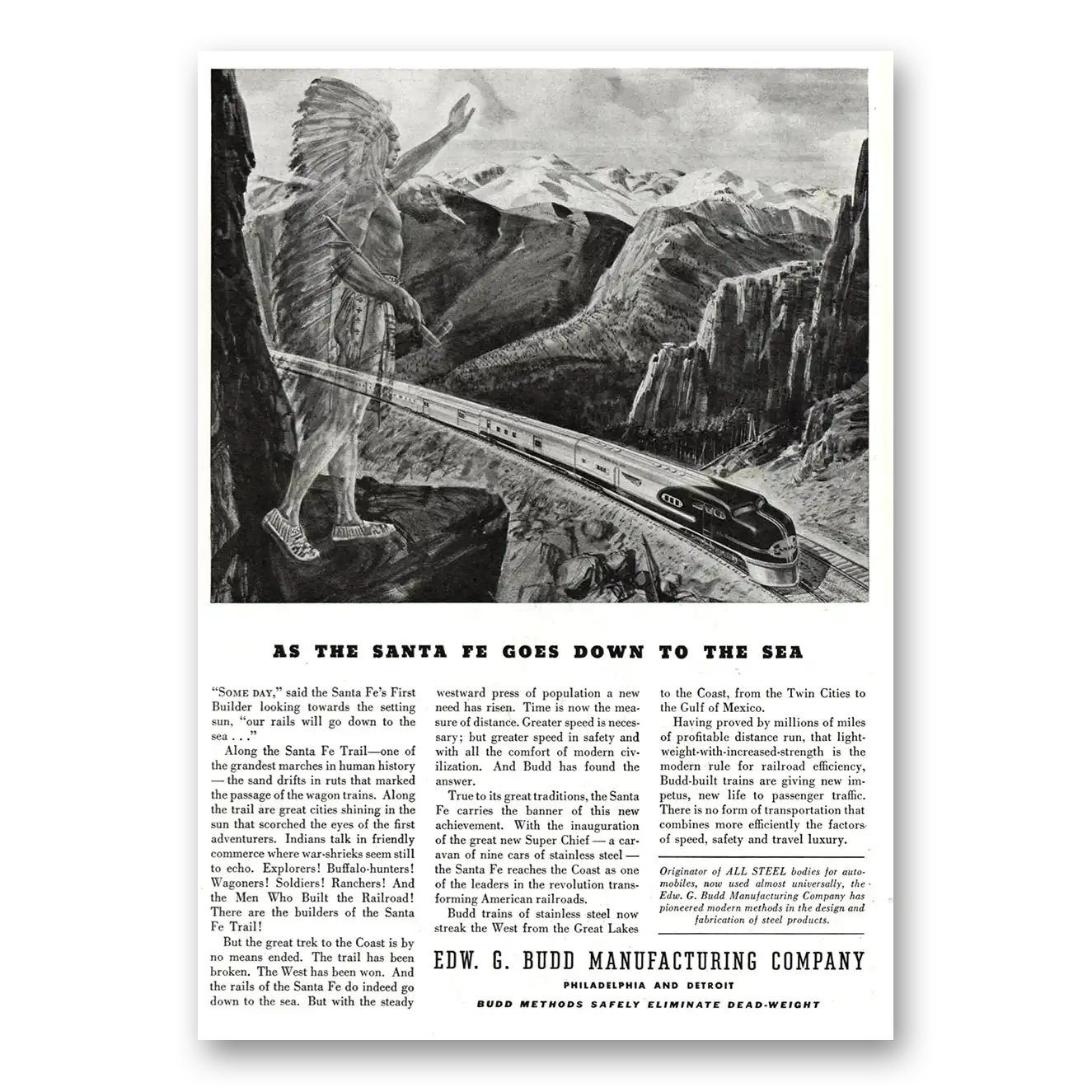 1937 Budd Goes Down to the Sea Vintage Magazine Print Ad