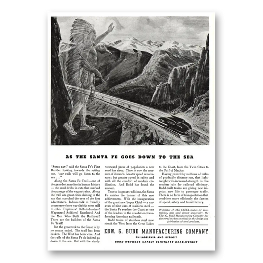 1937 Budd Goes Down to the Sea Vintage Magazine Print Ad