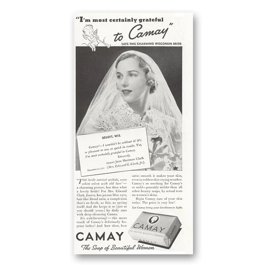 1937 Camay Soap Most Certainly Grateful Vintage Magazine Print Ad