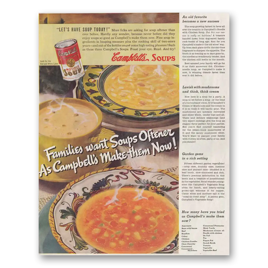 1937 Campbells Soup Noodle Soup Vintage Magazine Print Ad