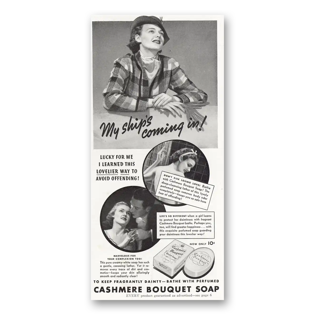 1937 Cashmere Bouquet Soap My Ships Coming In Vintage Magazine Print Ad