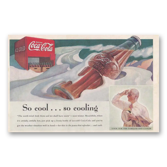 1937 Coca Cola So Cool So Cooling Vintage Magazine Print Ad