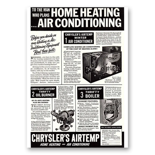 1937 Airtemp Air Conditioning Man Who Plans Home Heating Air Conditioning Vintage Magazine Print Ad