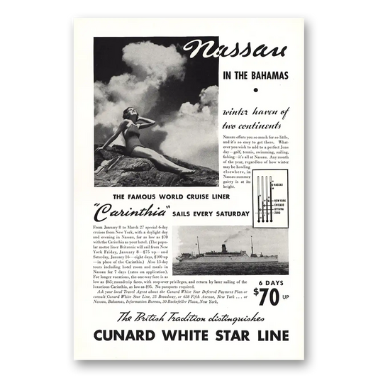 1937 White Star Line White Star Nassau In the Bahamas Vintage Magazine Print Ad