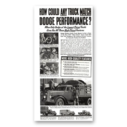 1937 Dodge Trucks Could Any Truck Match Dodge Performance Vintage Magazine Print Ad