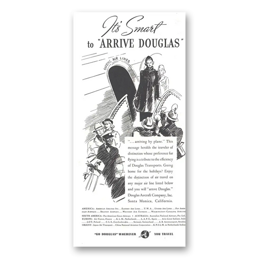 1937 Douglas Smart to Arrive Douglas Vintage Magazine Print Ad