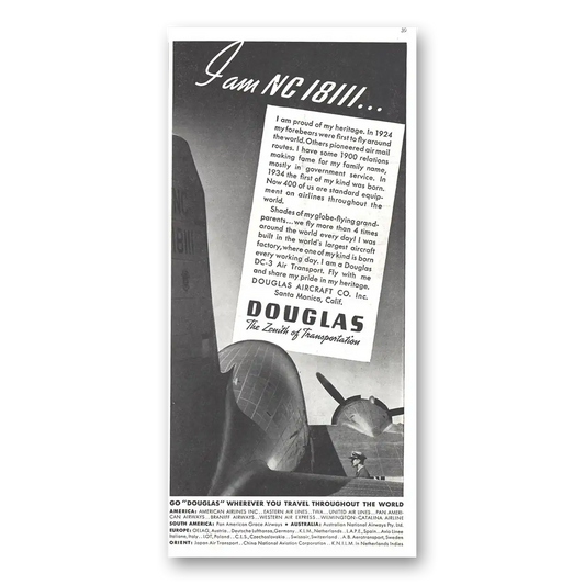 1937 Douglas DC3 I Am NC18111 Vintage Magazine Print Ad