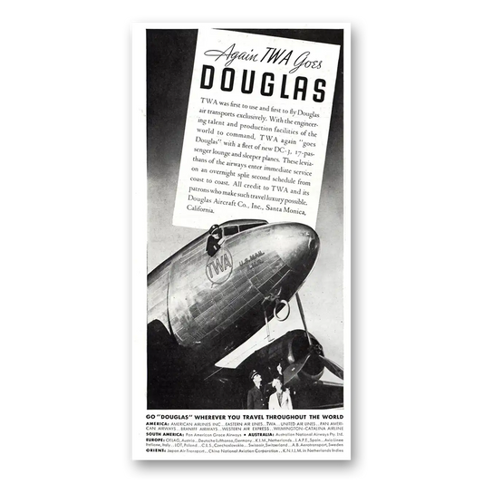 1937 Douglas TWA Goes Douglas Vintage Magazine Print Ad