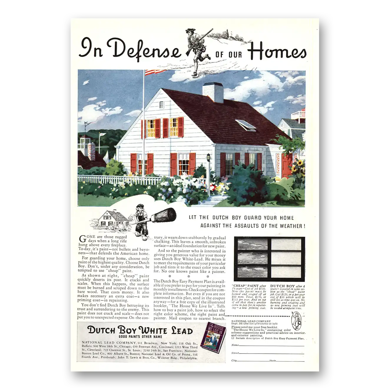 1937 Dutch Boy Paint White Lead Paint In Defense Vintage Magazine Print Ad