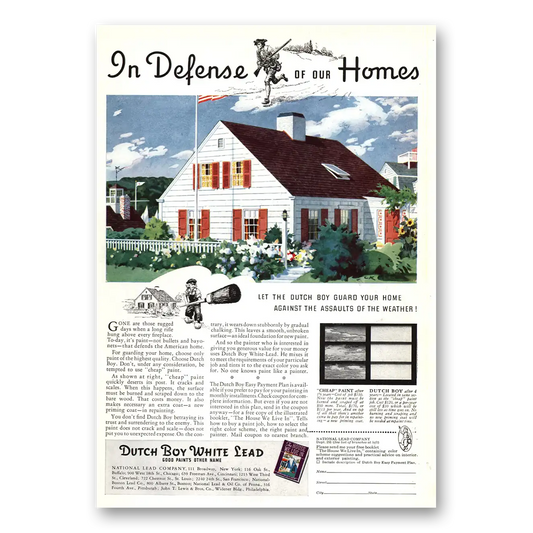 1937 Dutch Boy Paint White Lead Paint In Defense Vintage Magazine Print Ad