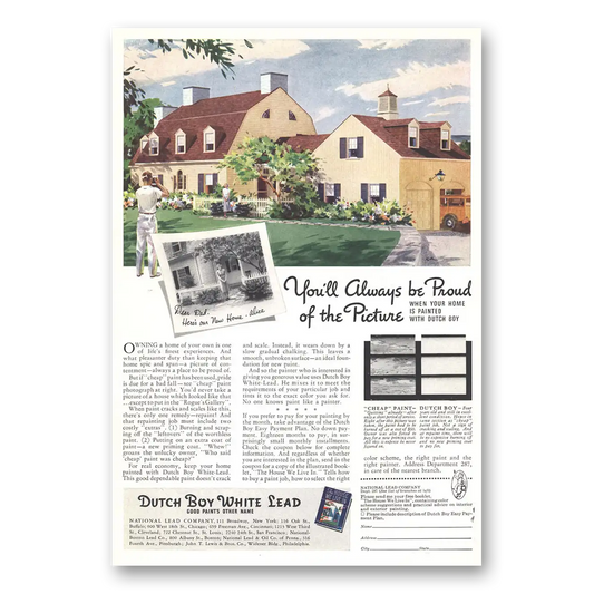 1937 Dutch Boy Paint White Lead Always Be Proud Vintage Magazine Print Ad