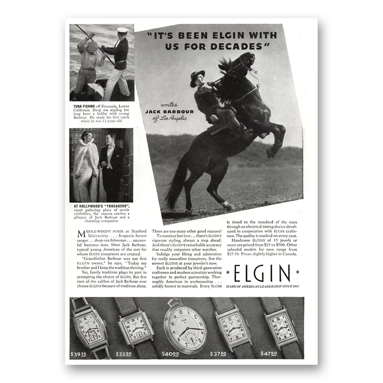 1937 Elgin Watch Been Elgin With Us For Decades Vintage Magazine Print Ad