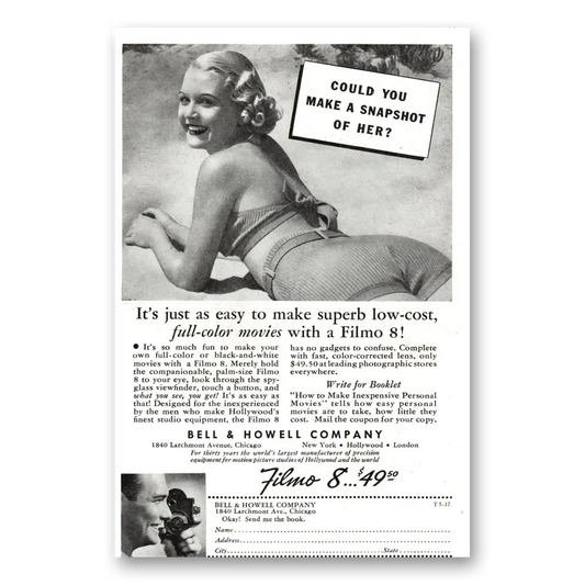 1937 Filmo Camera Could You Make Snapshot of Her Vintage Magazine Print Ad