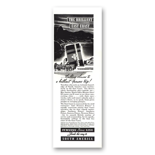 1937 Furness Prince Line Brilliant East Coast Vintage Magazine Print Ad