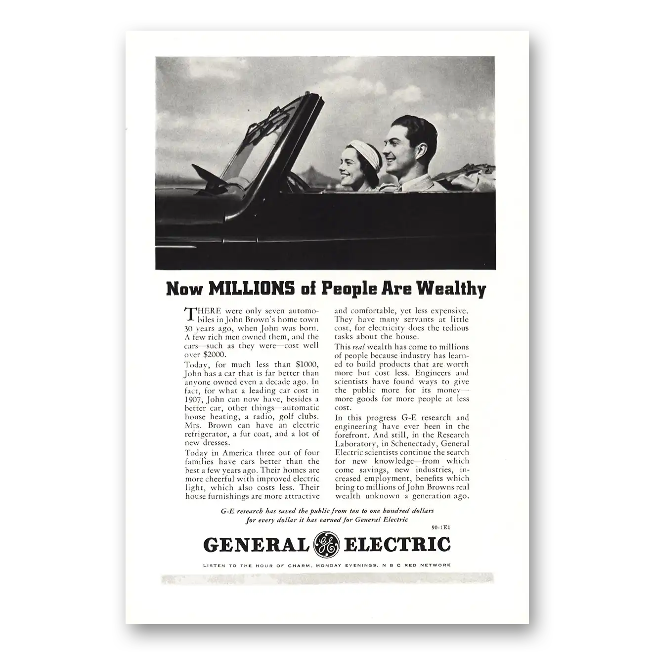 1937 General Electric Millions of People are Wealthy Vintage Magazine Print Ad