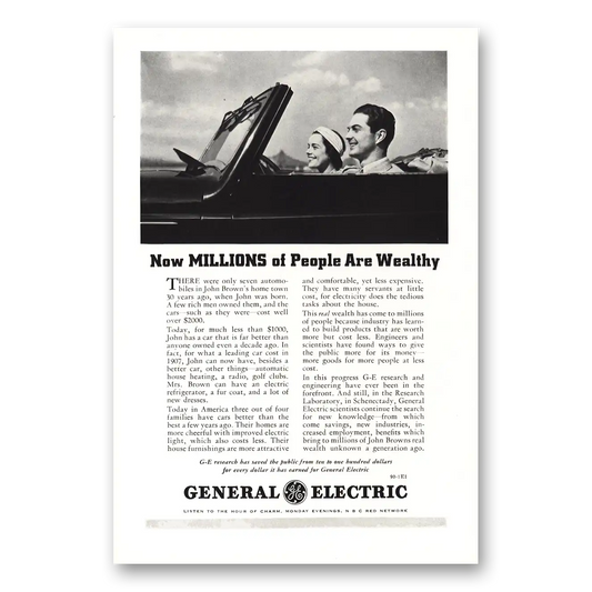 1937 General Electric Millions of People are Wealthy Vintage Magazine Print Ad