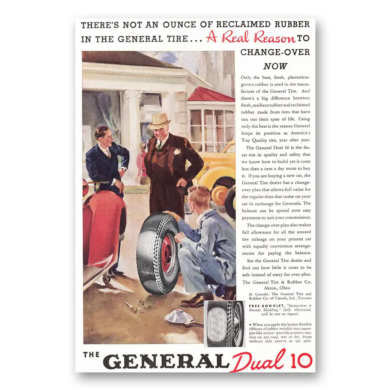 1937 General Tire Dual 10 Tires A Real Reason Vintage Magazine Print Ad