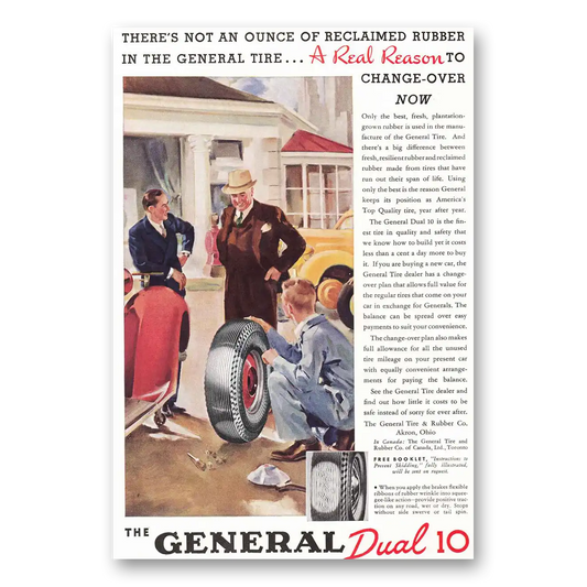 1937 General Tire Dual 10 Tires A Real Reason Vintage Magazine Print Ad