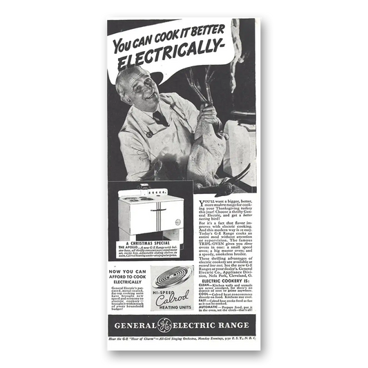 1937 General Electric Range Cook It Better Electrically Vintage Magazine Print Ad