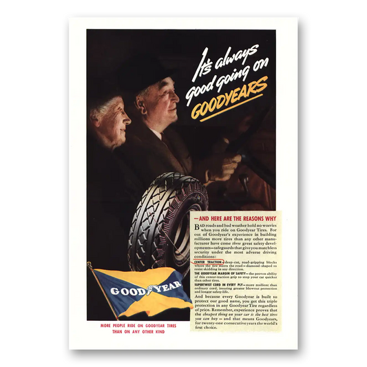 1937 Goodyear Tires Always Good Going Here Are Reasons Why Vintage Magazine Print Ad