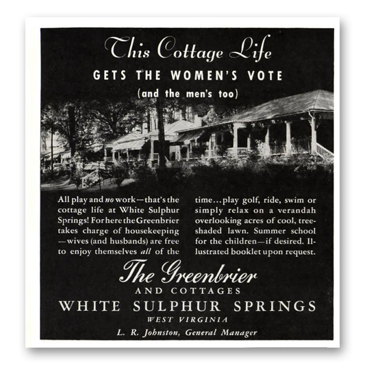 1937 Greenbrier Gets the Womens Vote Vintage Magazine Print Ad