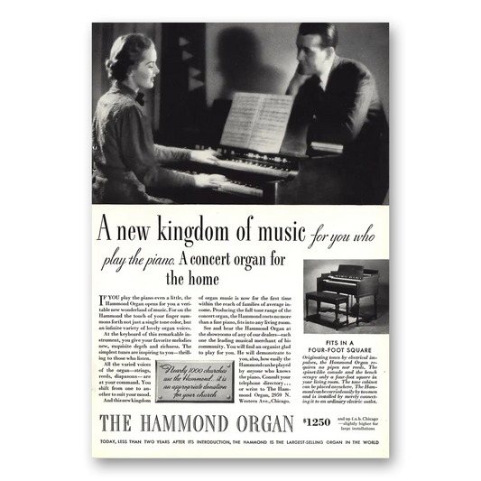 1937 Hammond Organ New Kingdom of Music Vintage Magazine Print Ad