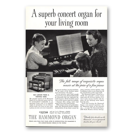 1937 Hammond Organ Superb Concert for Your Living Room Vintage Magazine Print Ad