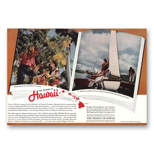 1937 Hawaii Days in Hawaii Vintage Magazine Print Ad