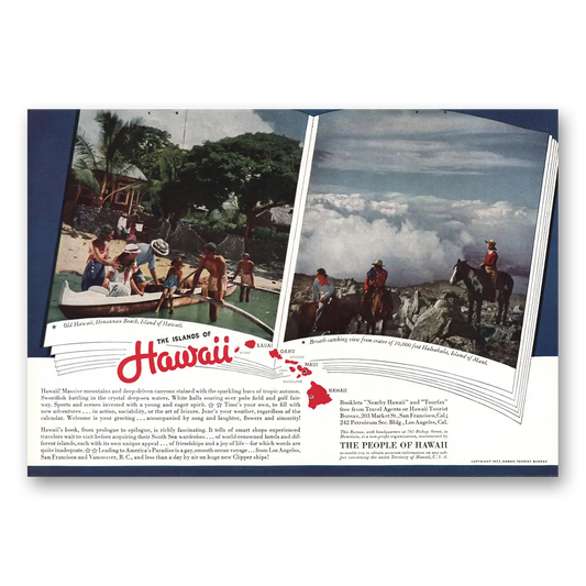 1937 Hawaii Massive Mountains Vintage Magazine Print Ad