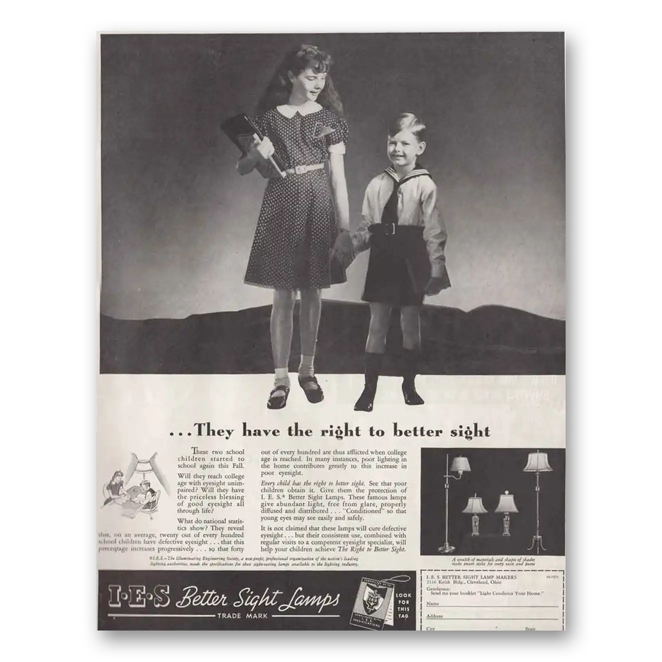 1937 IES Better Sight Lamps They Have the Right to Be Vintage Magazine Print Ad