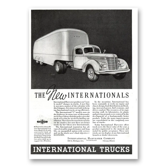 1937 International Trucks No Year By Model Changes Vintage Magazine Print Ad