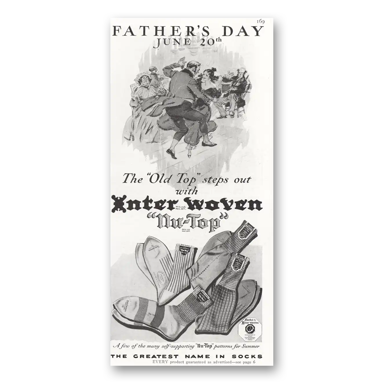 1937 Interwoven Socks Nu Top Socks Fathers Day June 20 Vintage Magazine Print Ad