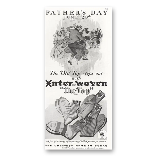 1937 Interwoven Socks Nu Top Socks Fathers Day June 20 Vintage Magazine Print Ad