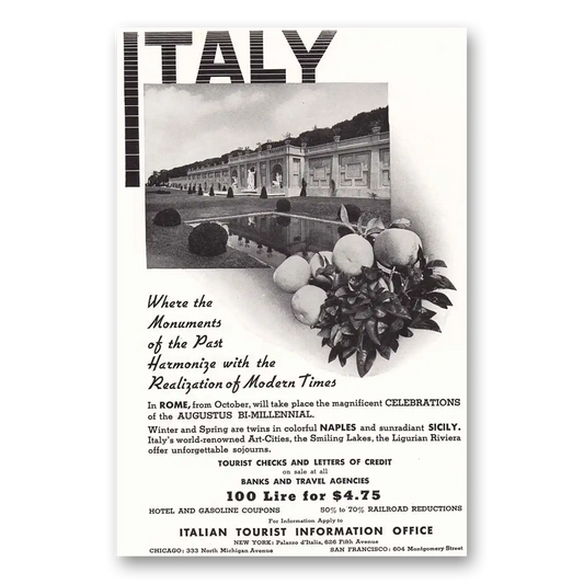 1937 Italy Monuments of the Past Vintage Magazine Print Ad