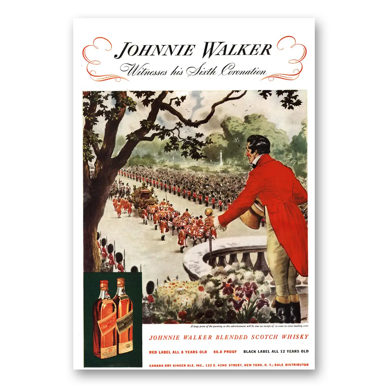 1937 Johnnie Walker Witnesses His Sixth Coronation Vintage Magazine Print Ad