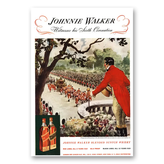 1937 Johnnie Walker Witnesses His Sixth Coronation Vintage Magazine Print Ad