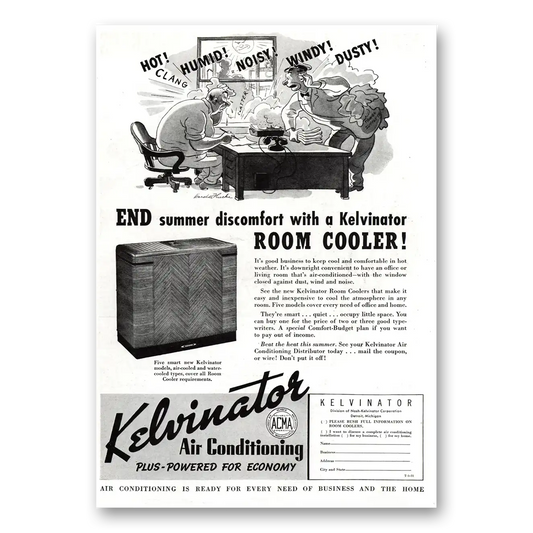 1937 Kelvinator Air Conditioning End Summer Discomfort Vintage Magazine Print Ad