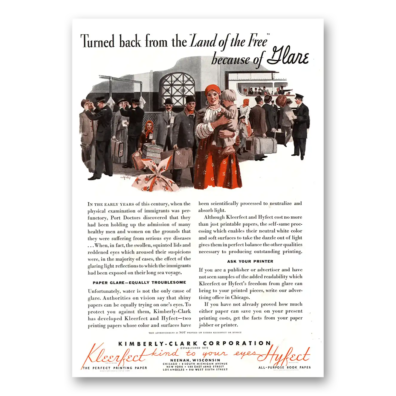 1937 Kleerfect Printing Papers Turned Back Land of the Free Vintage Magazine Print Ad