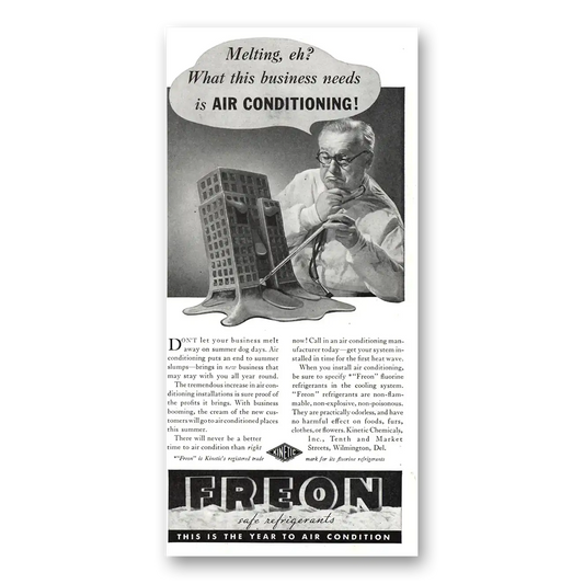 1937 Freon Safe Refrigerants Melting Eh Air Conditioning Vintage Magazine Print Ad