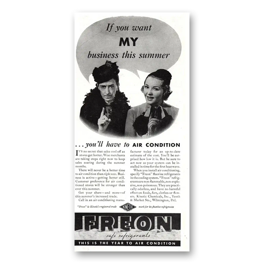 1937 Freon Safe Refrigerants You Want My Business This Summer Vintage Magazine Print Ad