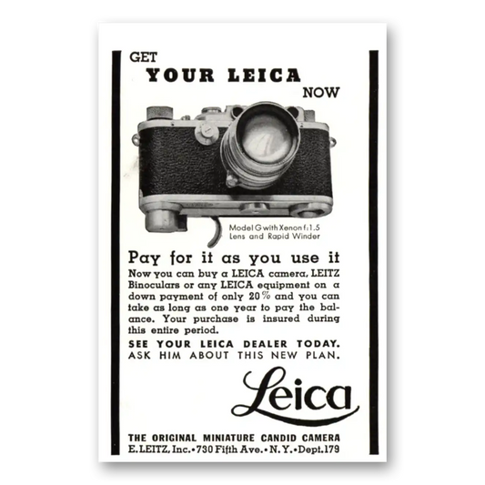 1937 Leica Cameras Get Your Leica Now Vintage Magazine Print Ad