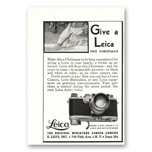 1937 Leica Cameras Original Miniature Candid Camera Vintage Magazine Print Ad