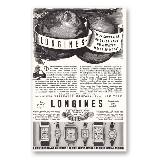 1937 Longines Wittnauer No Other Name On Watch Means So Much Vintage Magazine Print Ad