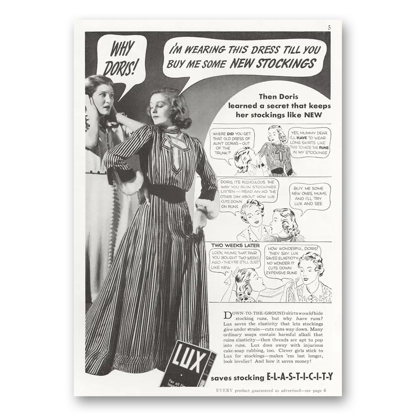 1937 Lux Soap Why Doris Im Wearing This Dress Vintage Magazine Print Ad