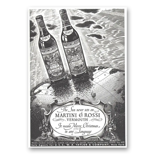 1937 Martini & Rossi Vermouth Merry Christmas In Any Language Vintage Magazine Print Ad