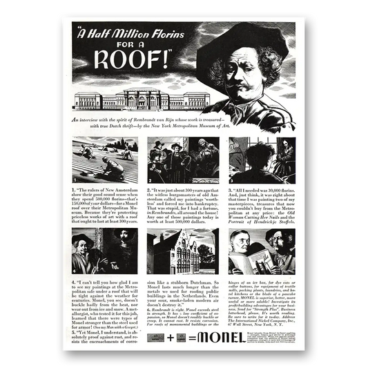 1937 International Nickel INCO Monel Half Million Florins For a Roof Vintage Magazine Print Ad