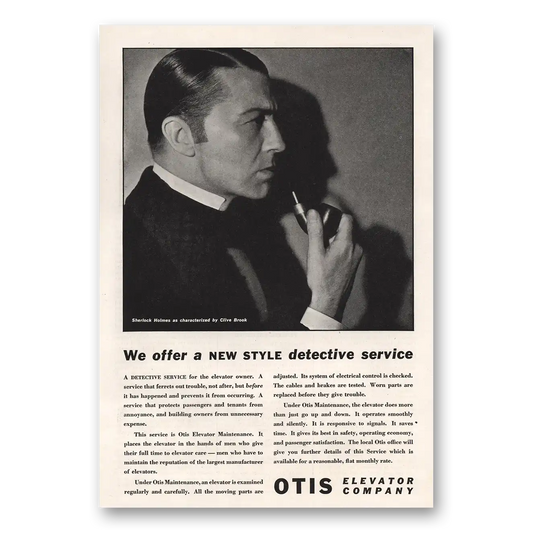 1934 Otis Elevator New Style Detective Service Vintage Magazine Print Ad