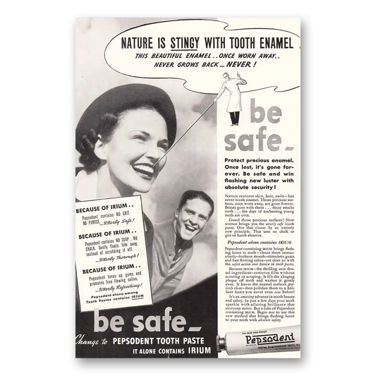 1937 Pepsodent Nature is Stingy Vintage Magazine Print Ad