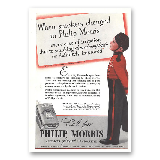 1937 Philip Morris Cigarettes When Smokers Changed Vintage Magazine Print Ad